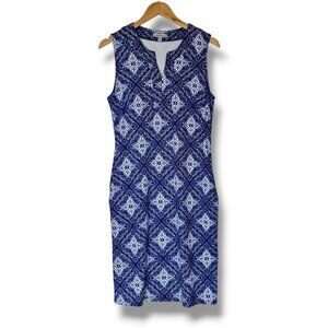 Sunsets & Sweet Tea Sleeveless Dress Size M Blue White Golf Tennis Pickleball